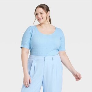 Women’s 1X A New Day Scoop Neck T- Shirt Blue